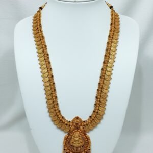 Antique kaasan Hara Temple Lakshmi long Haram bridal Necklace 22k gold