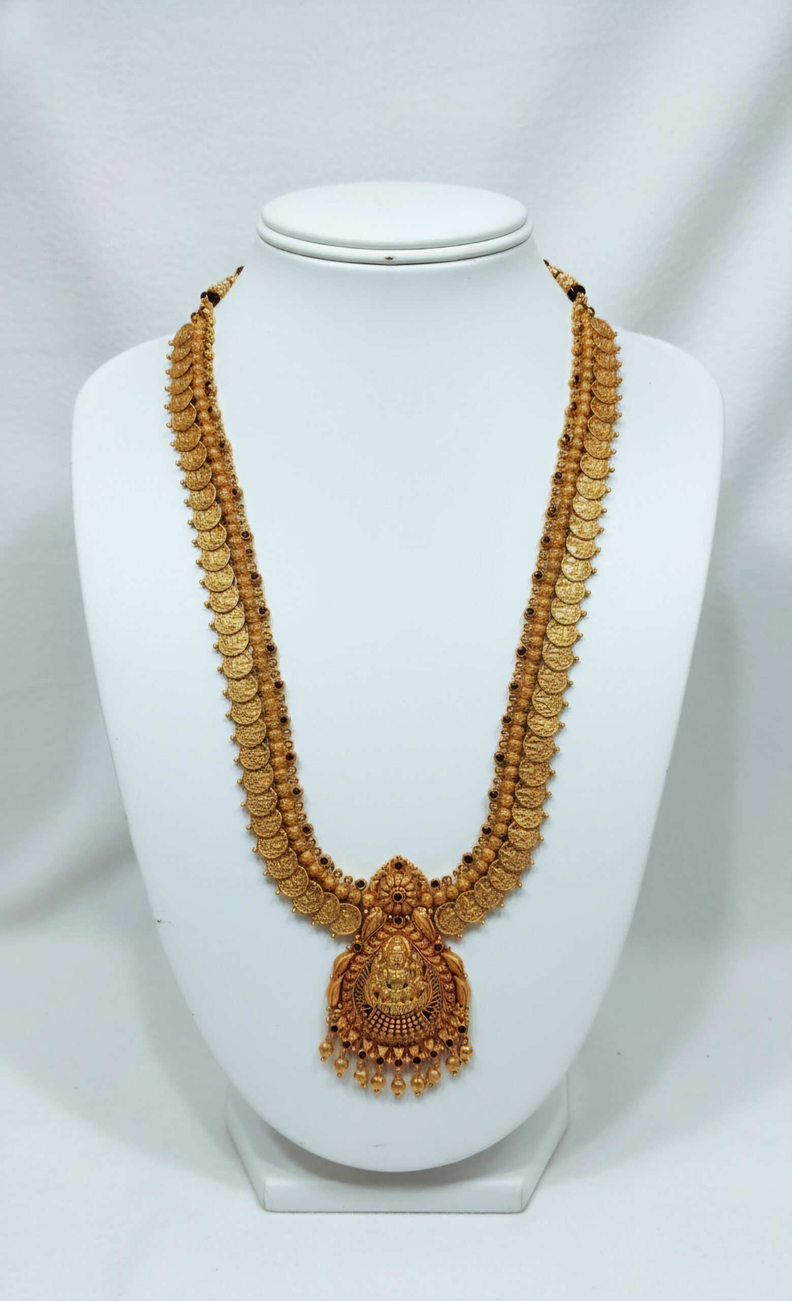 Antique kaasan Hara Temple Lakshmi long Haram bridal Necklace 22k gold Antique kaasan Hara Temple Lakshmi long Haram bridal Necklace 22k gold