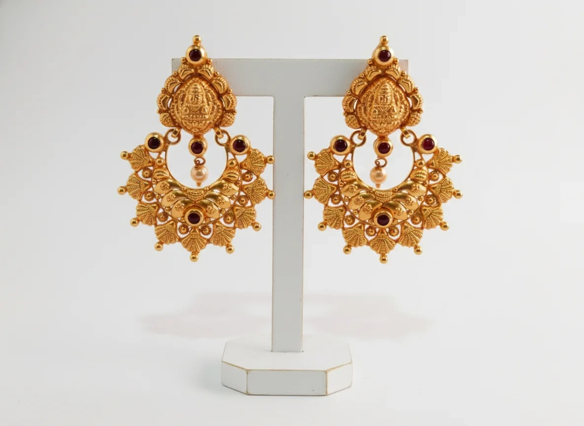Chandbalis-with-temple-jewelry-design-22k-gold- (1) Chandbalis with temple jewelry design 22k gold