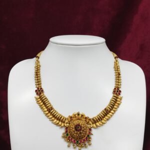 Classic Heritage style goddess pendant haram bridal necklace 22k gold