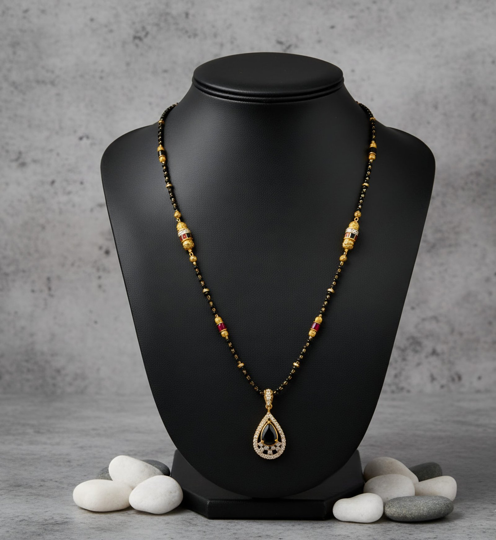 Classic gold mangalsutra chain featuring black beads and pendant 22k gold Classic gold mangalsutra chain featuring black beads and pendant 22k gold