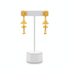 Double cone with pyramid charm jhumkas
