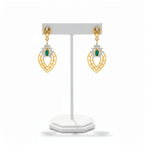 Emerald lattice drop earrings 22k gold