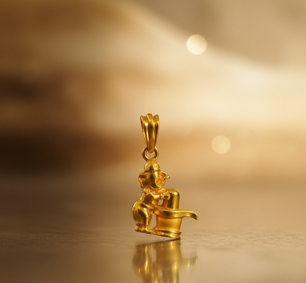 Lord Ganapati with shivlingam pendent 22k gold Lord Ganapati with shivlingam pendent 22k gold