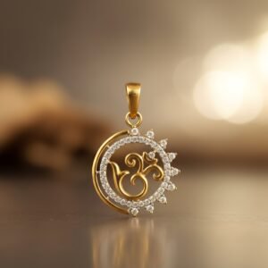 Om sunburst pendent religion charm 22k gold