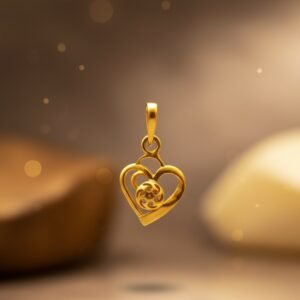 Radiant swirling heart charm pendent 22k gold