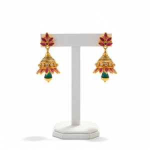 Ruby carnation jhumkas 22k gold