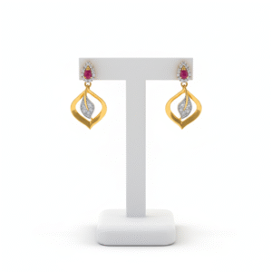Ruby leaflet earrings 22k gold