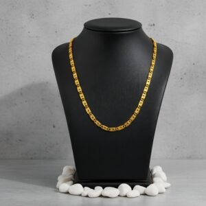 Sleek rectangular box pattern men’s chain 22k gold