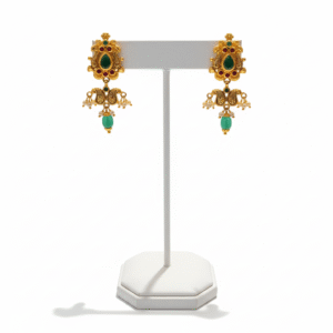 Traditional emerald goddess jhumka 22k gold
