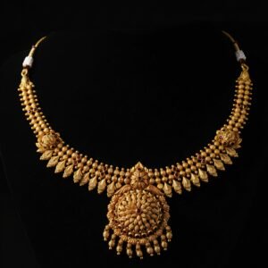 Traditional south indian goddess bridal necklace 22k gold